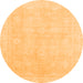 Round Machine Washable Abstract Orange Modern Area Rugs, wshabs2777org