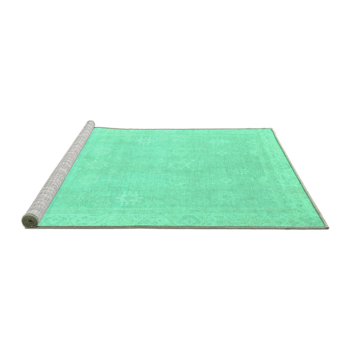 Sideview of Machine Washable Abstract Turquoise Modern Area Rugs, wshabs2777turq
