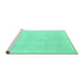 Sideview of Machine Washable Abstract Turquoise Modern Area Rugs, wshabs2777turq