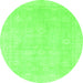 Round Abstract Green Modern Rug, abs2777grn