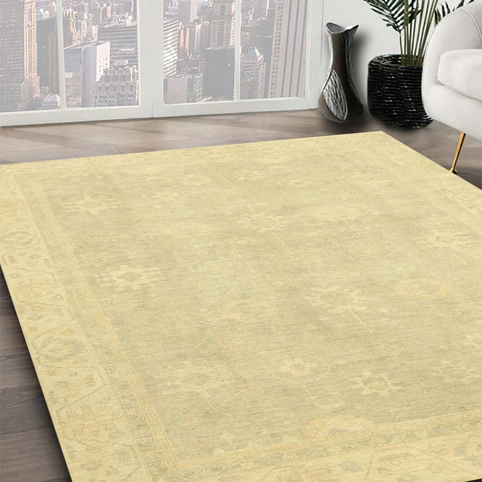 Abstract Mustard Yellow Modern Rug in Family Room, abs2777