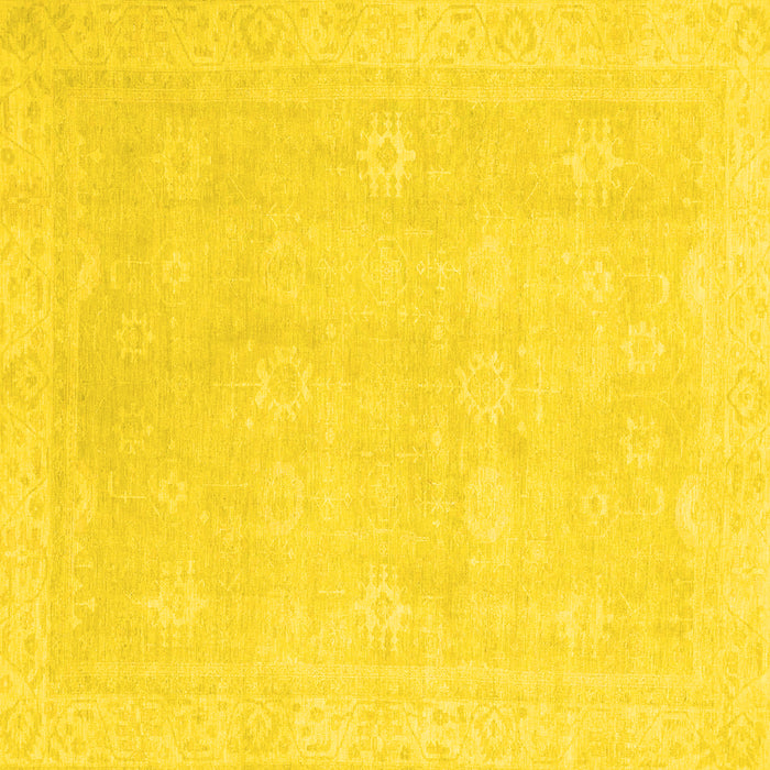 Square Machine Washable Abstract Yellow Modern Rug, wshabs2777yw