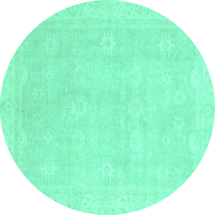 Round Abstract Turquoise Modern Rug, abs2777turq