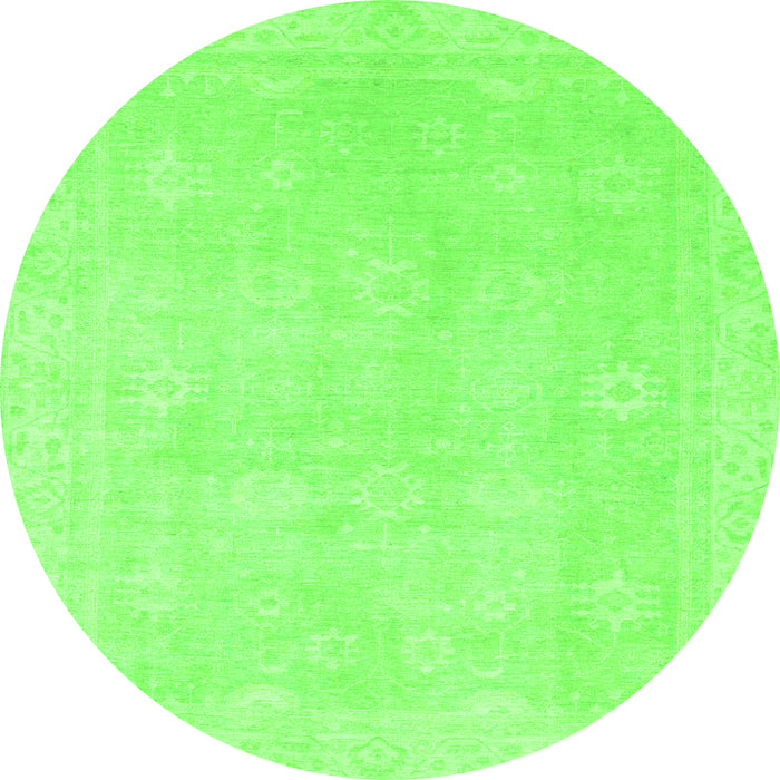Round Machine Washable Abstract Green Modern Area Rugs, wshabs2777grn
