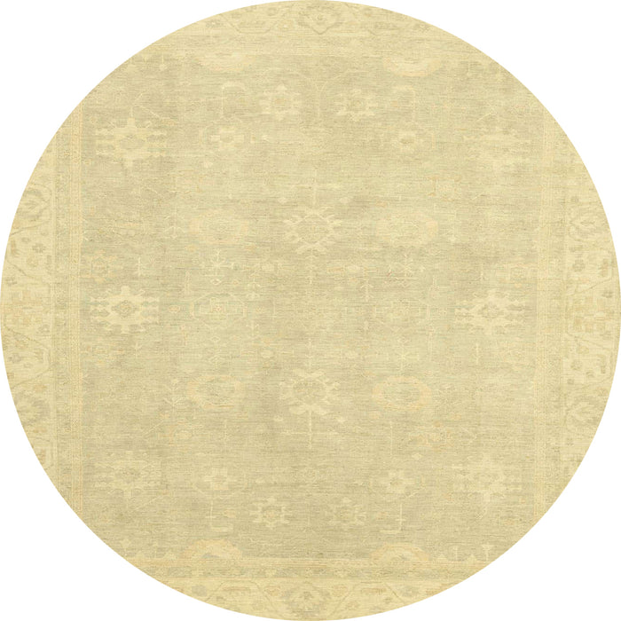 Round Machine Washable Abstract Mustard Yellow Rug, wshabs2777