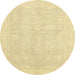 Round Machine Washable Abstract Mustard Yellow Rug, wshabs2777