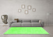 Machine Washable Abstract Green Modern Area Rugs in a Living Room,, wshabs2777grn