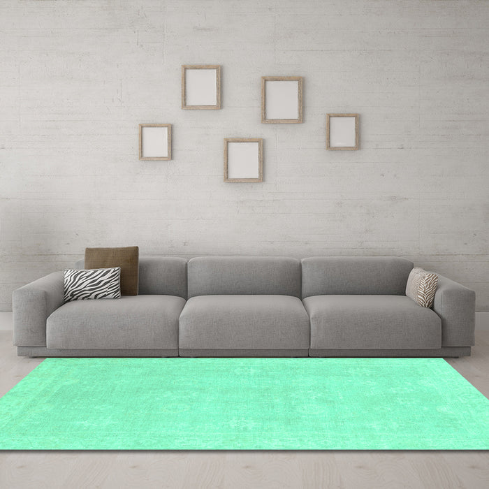 Machine Washable Abstract Turquoise Modern Area Rugs in a Living Room,, wshabs2777turq