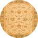 Round Oriental Orange Traditional Rug, abs2778org