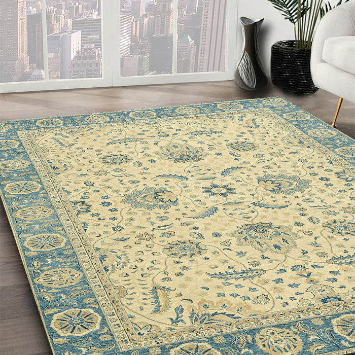 Machine Washable Abstract Brown Gold Rug in a Family Room, wshabs2778