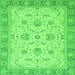 Square Machine Washable Oriental Green Traditional Area Rugs, wshabs2778grn