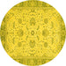 Round Oriental Yellow Traditional Rug, abs2778yw