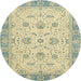 Round Machine Washable Abstract Brown Gold Rug, wshabs2778