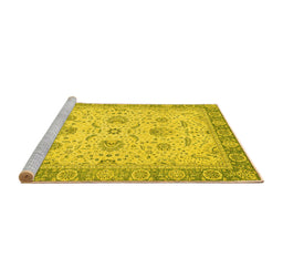 Sideview of Machine Washable Oriental Yellow Traditional Rug, wshabs2778yw
