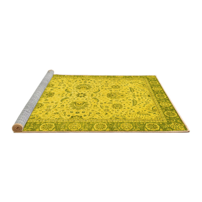 Sideview of Machine Washable Oriental Yellow Traditional Rug, wshabs2778yw