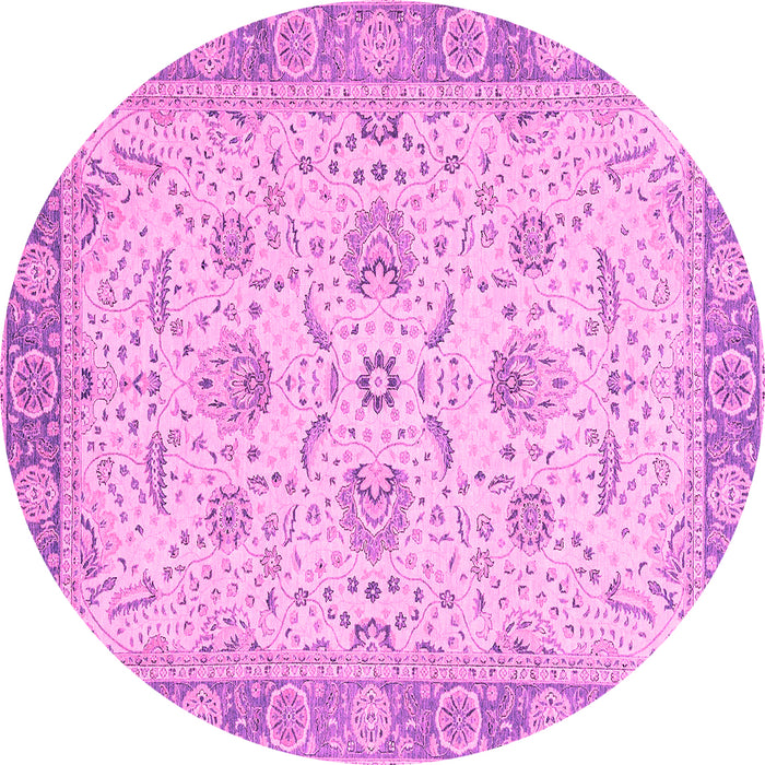 Round Machine Washable Oriental Pink Traditional Rug, wshabs2778pnk