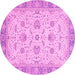 Round Machine Washable Oriental Pink Traditional Rug, wshabs2778pnk