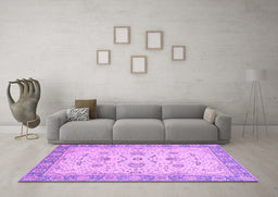 Machine Washable Oriental Purple Traditional Area Rugs in a Living Room, wshabs2778pur