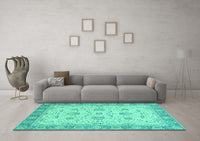 Machine Washable Oriental Turquoise Traditional Rug, wshabs2778turq