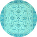 Round Oriental Light Blue Traditional Rug, abs2778lblu