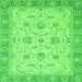 Square Oriental Green Traditional Rug, abs2778grn