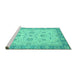 Sideview of Machine Washable Oriental Turquoise Traditional Area Rugs, wshabs2778turq