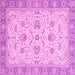 Square Machine Washable Oriental Pink Traditional Rug, wshabs2778pnk