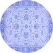 Round Machine Washable Oriental Blue Traditional Rug, wshabs2778blu