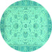 Round Oriental Turquoise Traditional Rug, abs2778turq