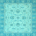 Square Oriental Light Blue Traditional Rug, abs2778lblu