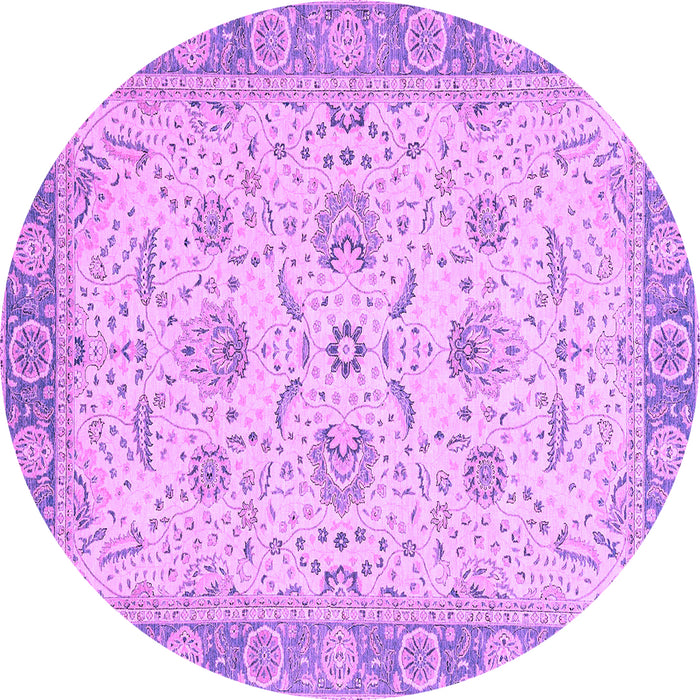 Round Machine Washable Oriental Purple Traditional Area Rugs, wshabs2778pur
