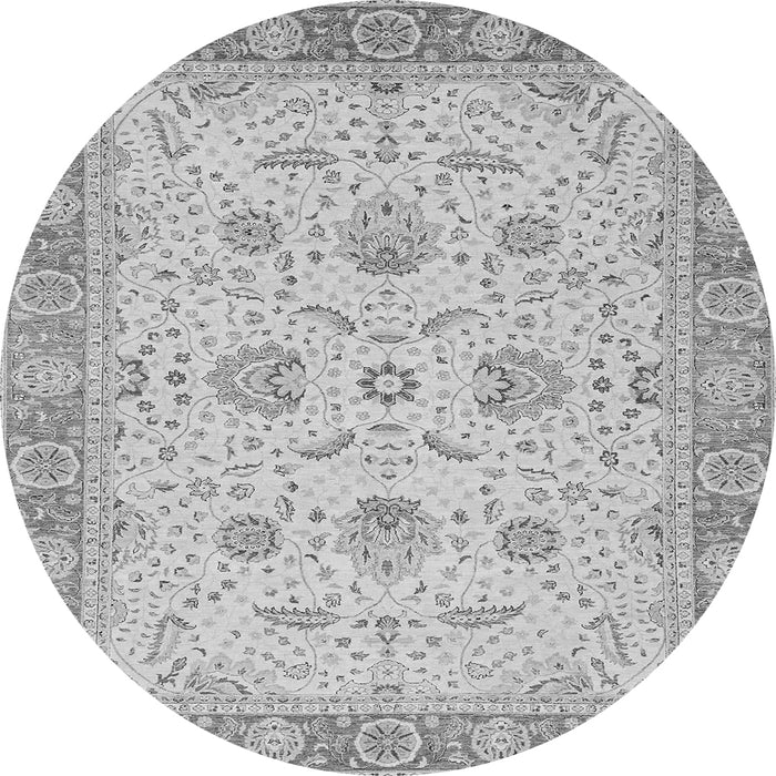 Round Machine Washable Oriental Gray Traditional Rug, wshabs2778gry