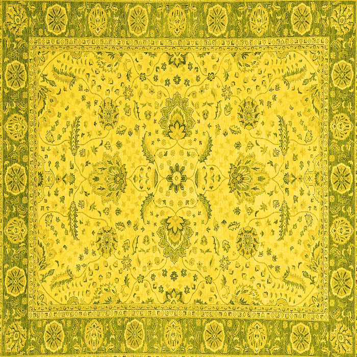 Square Machine Washable Oriental Yellow Traditional Rug, wshabs2778yw