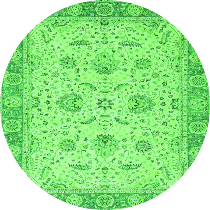 Round Oriental Green Traditional Rug, abs2778grn