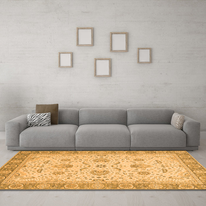 Machine Washable Oriental Orange Traditional Area Rugs in a Living Room, wshabs2778org
