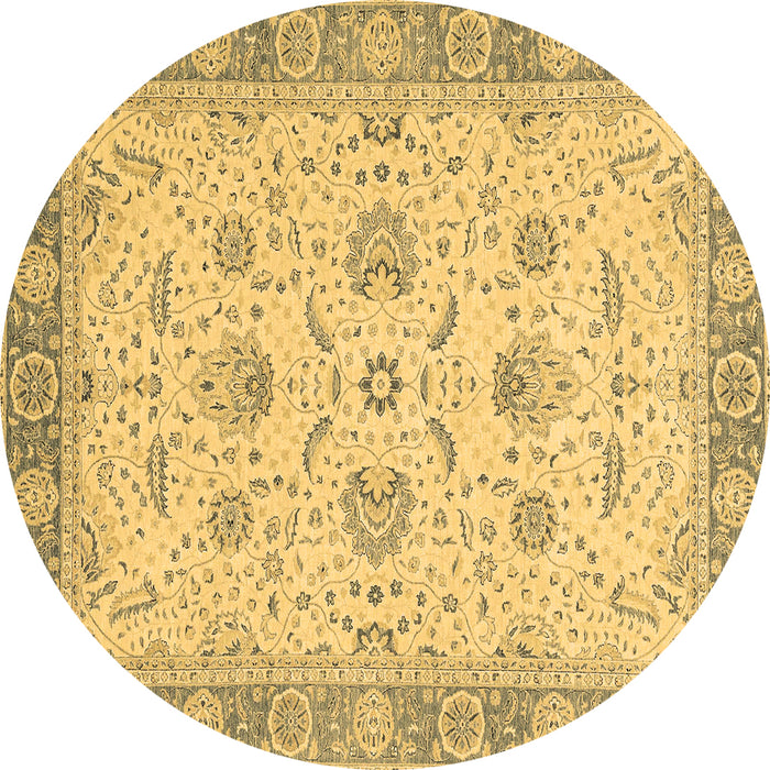 Round Oriental Brown Traditional Rug, abs2778brn