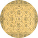 Round Oriental Brown Traditional Rug, abs2778brn