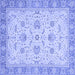 Square Machine Washable Oriental Blue Traditional Rug, wshabs2778blu