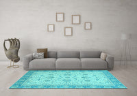 Machine Washable Oriental Light Blue Traditional Rug, wshabs2778lblu