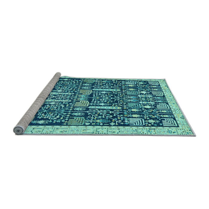 Sideview of Machine Washable Oriental Light Blue Traditional Rug, wshabs2779lblu