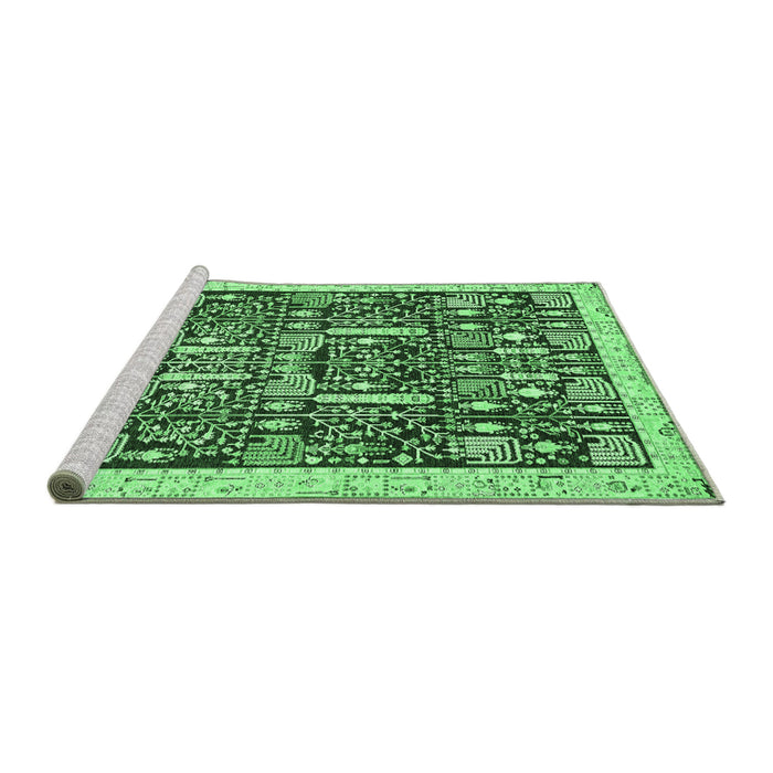 Sideview of Machine Washable Oriental Emerald Green Traditional Area Rugs, wshabs2779emgrn