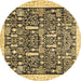 Round Oriental Brown Traditional Rug, abs2779brn