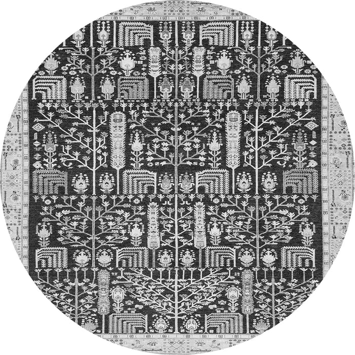 Round Oriental Gray Traditional Rug, abs2779gry