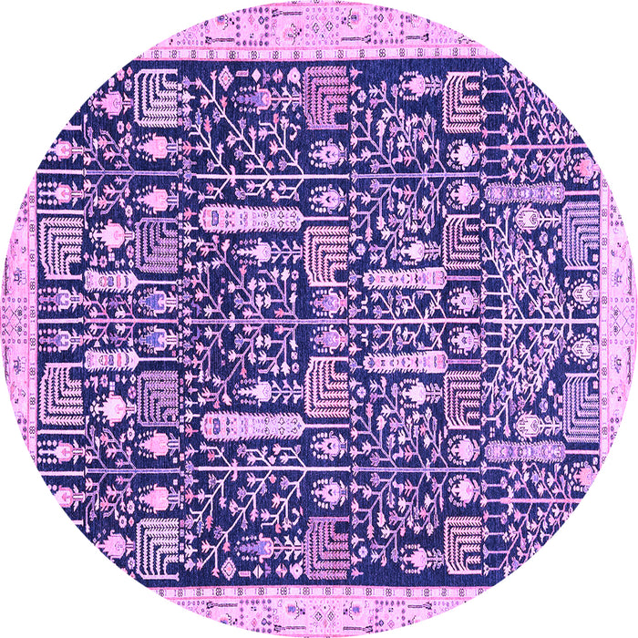 Round Oriental Purple Traditional Rug, abs2779pur