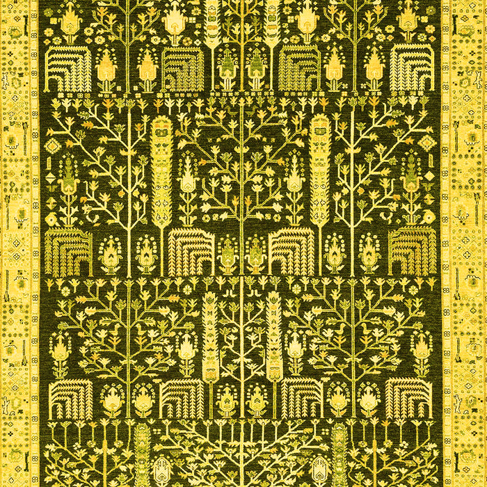 Machine Washable Oriental Yellow Traditional Rug, wshabs2779yw