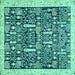 Square Oriental Turquoise Traditional Rug, abs2779turq