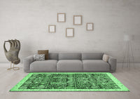 Machine Washable Oriental Emerald Green Traditional Rug, wshabs2779emgrn