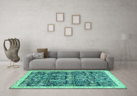 Machine Washable Oriental Turquoise Traditional Rug, wshabs2779turq