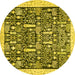 Round Oriental Yellow Traditional Rug, abs2779yw