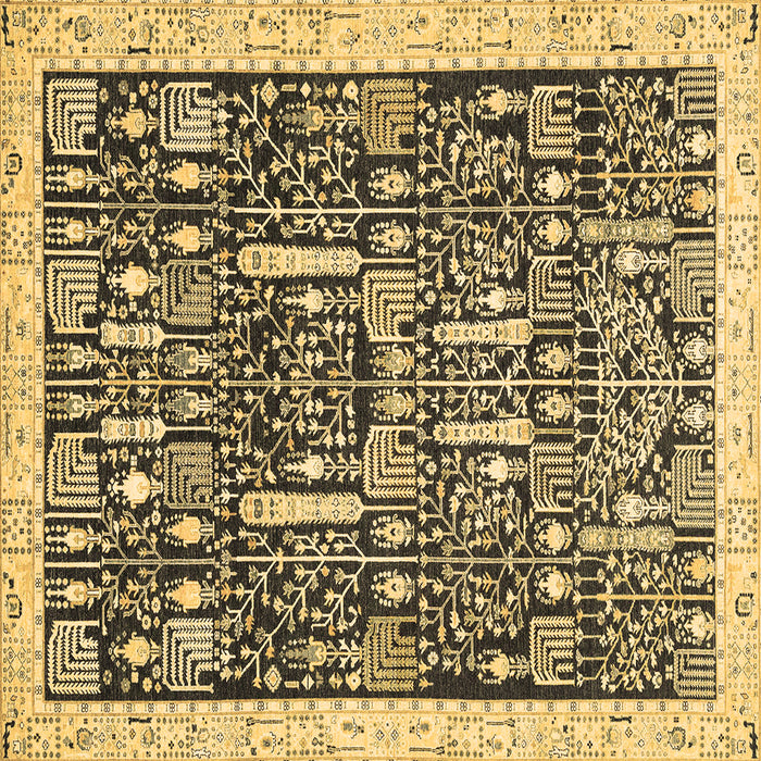 Square Machine Washable Oriental Brown Traditional Rug, wshabs2779brn